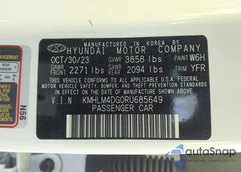 2024 Hyundai Elantra Sel z USA, uszkodzony, nr VIN KMHLM4DG0RU685649